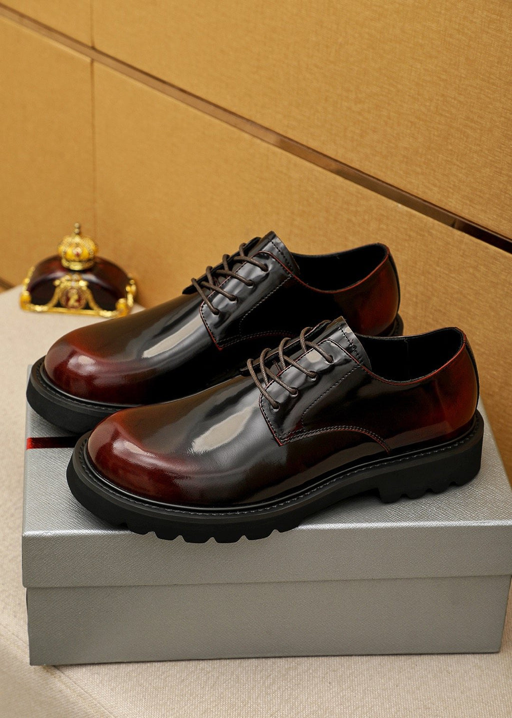 Prada Glossy Lug Sole Derby Shoes