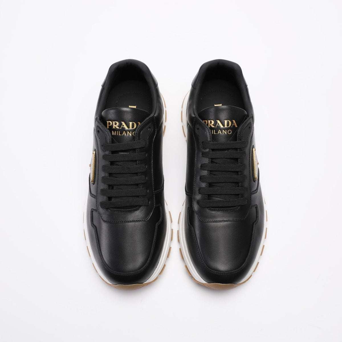Prada Men's Triangle Badge Low-Top Sneakers - Leather Lining