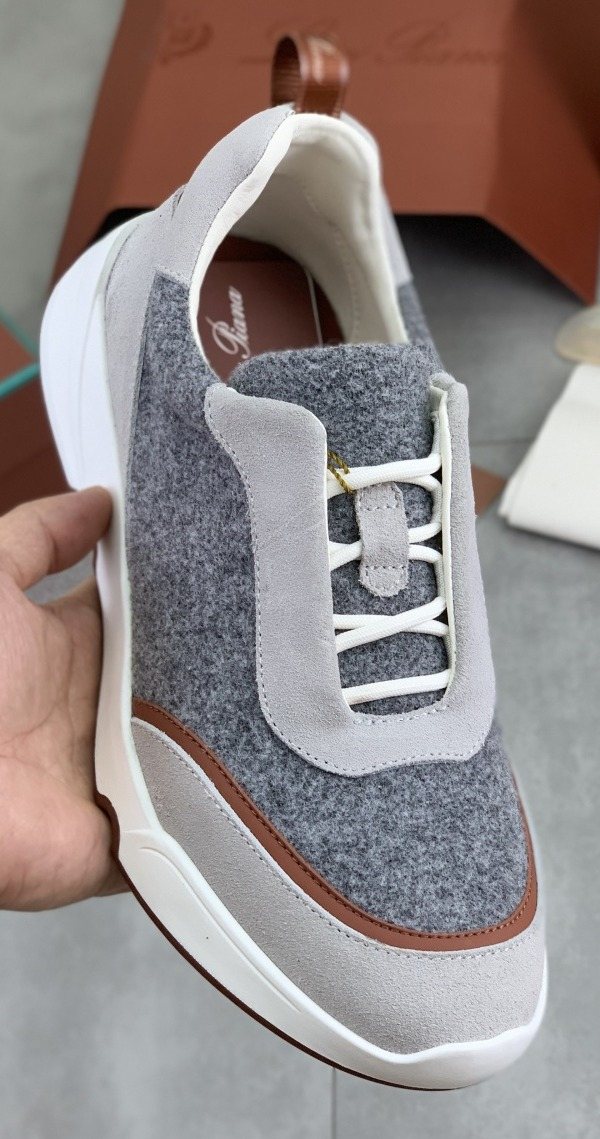 Loro Piana Contrast-Trim Lace-Up Sneakers