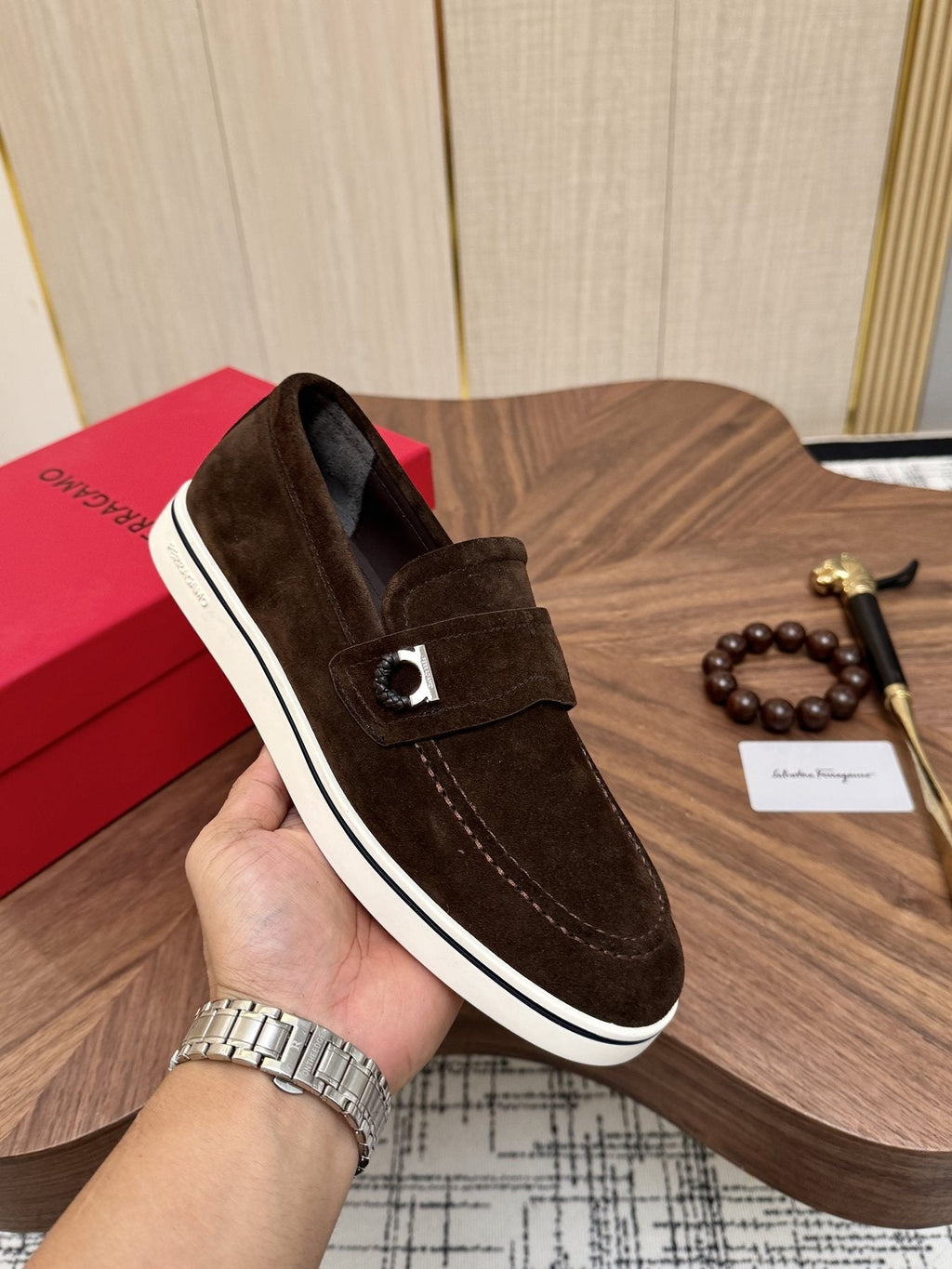 Salvatore Ferragamo Men's Strap-Detail Slip-On Shoes
