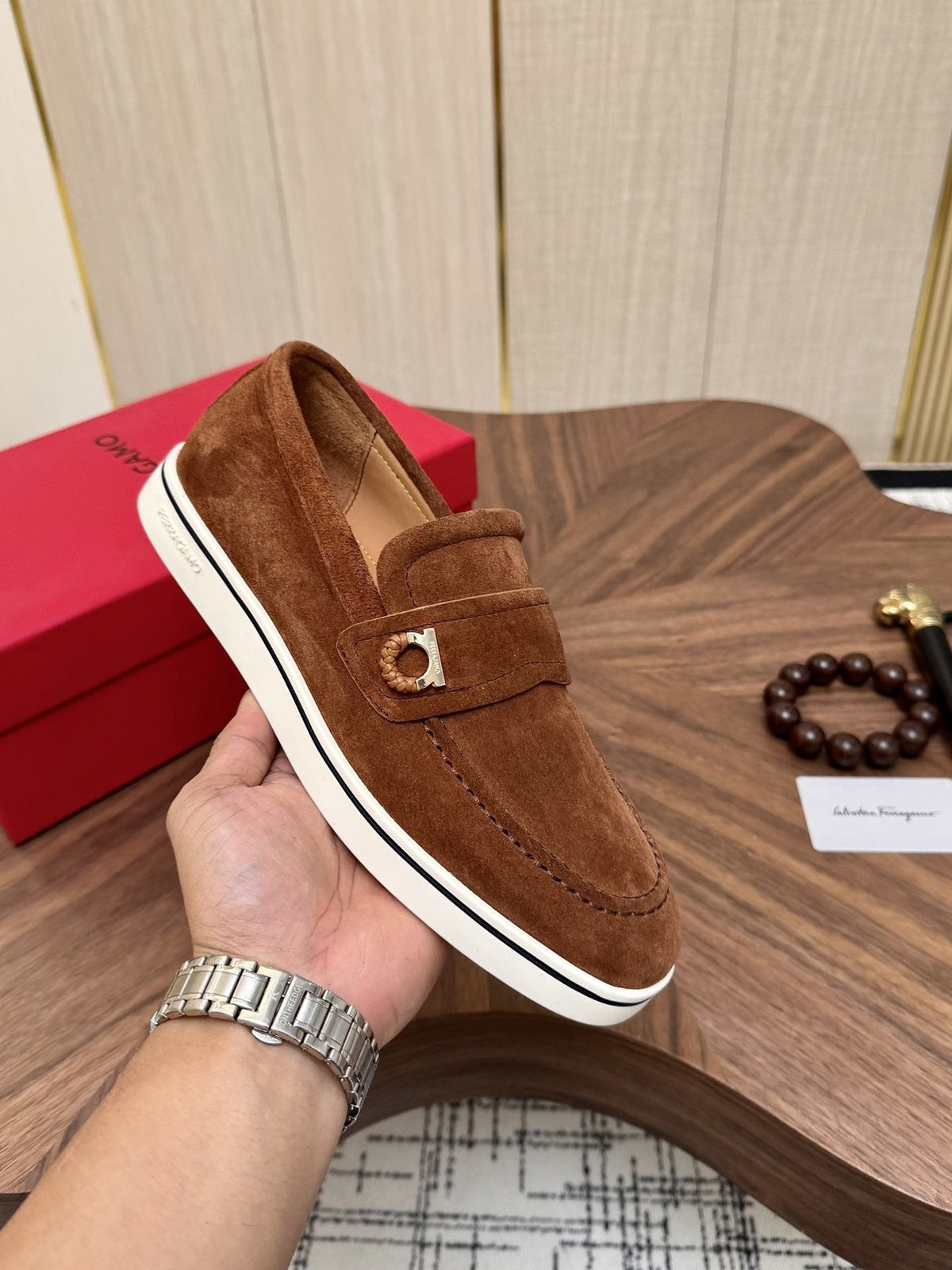 Salvatore Ferragamo Men's Strap-Detail Slip-On Shoes