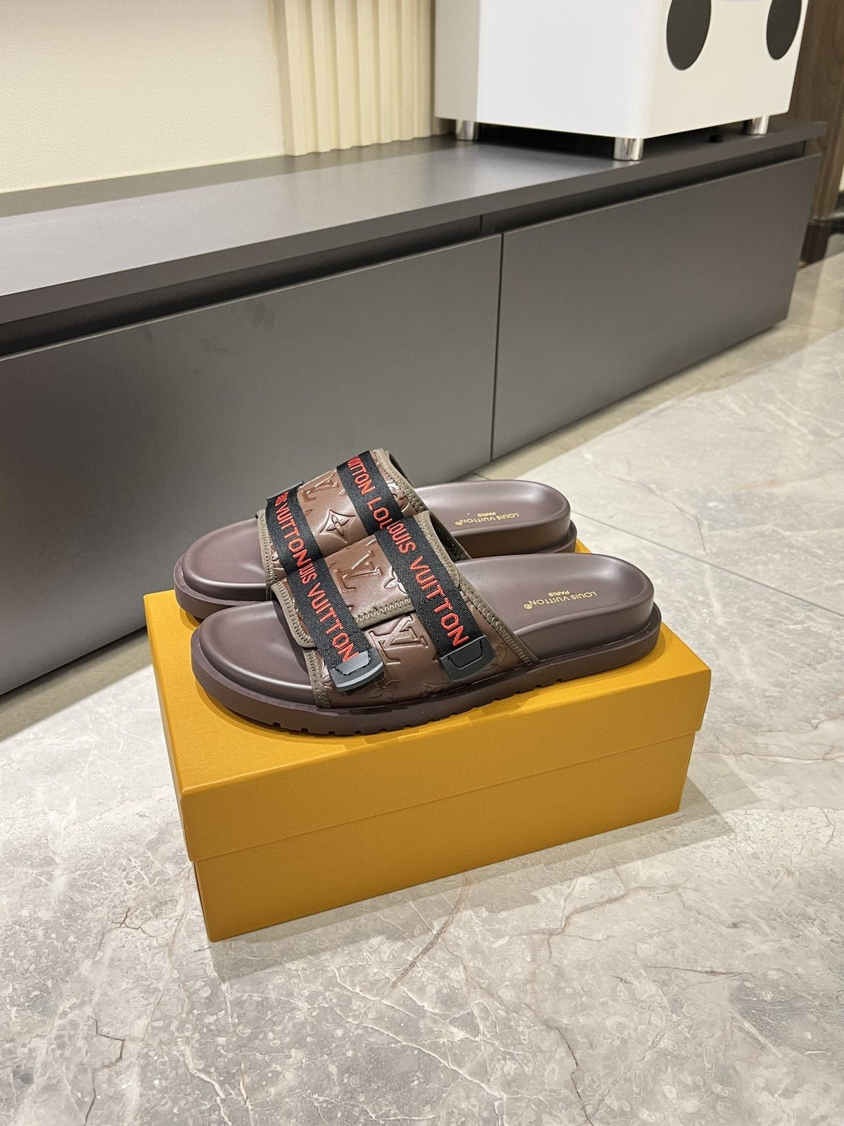 Louis Vuitton Wide Strap Slide Sandals
