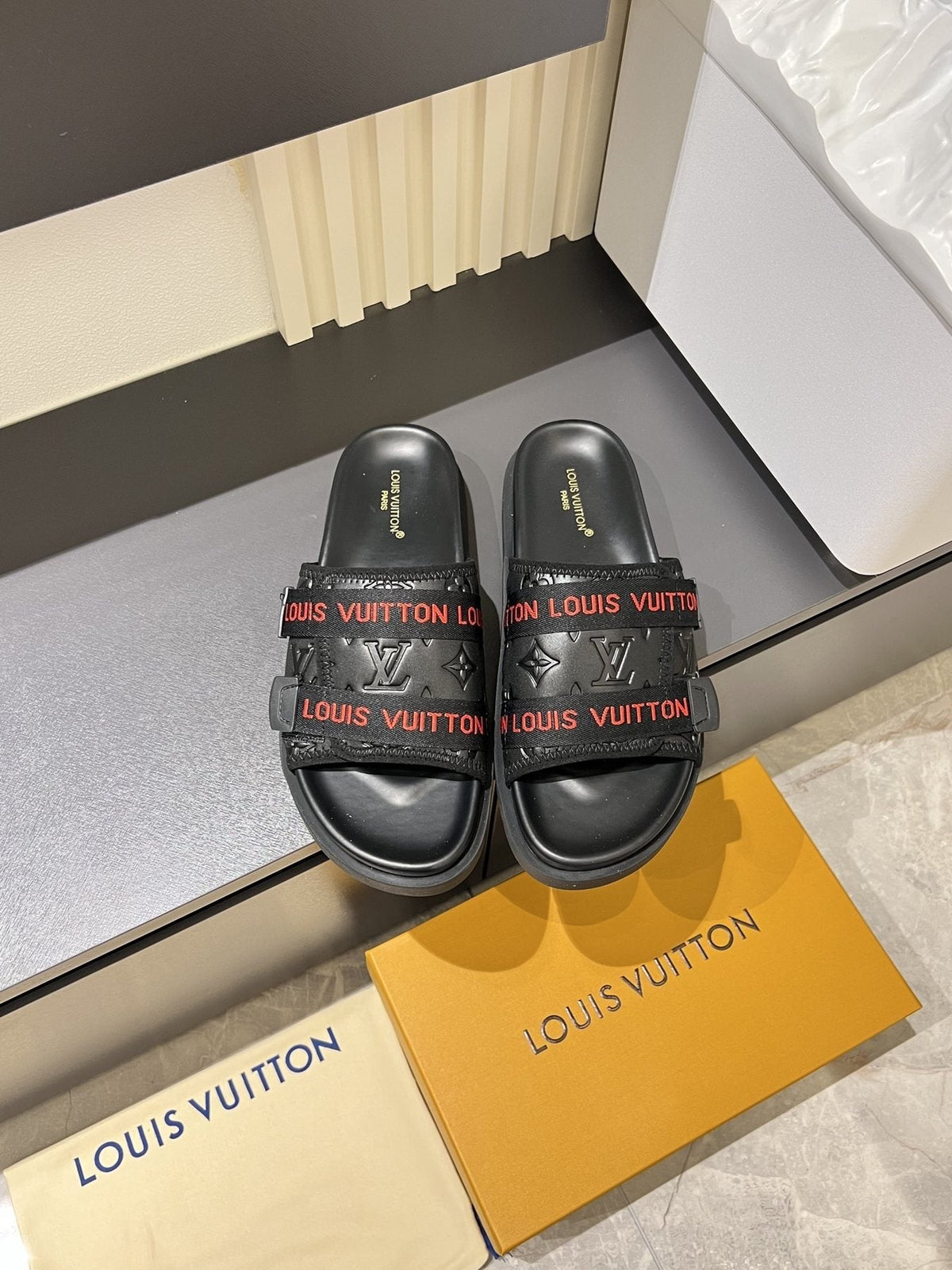 Louis Vuitton Wide Strap Slide Sandals