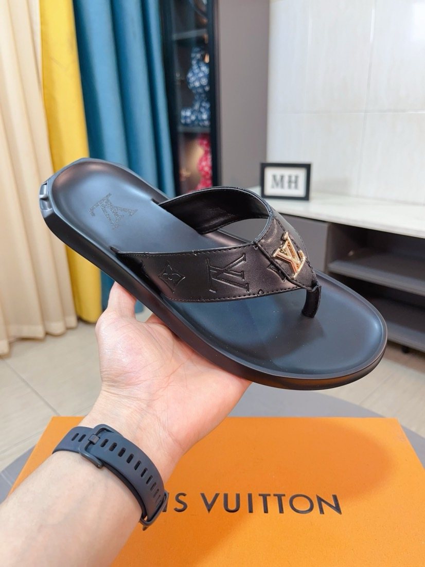 Louis Vuitton Men's Brown Strap Thong Sandals