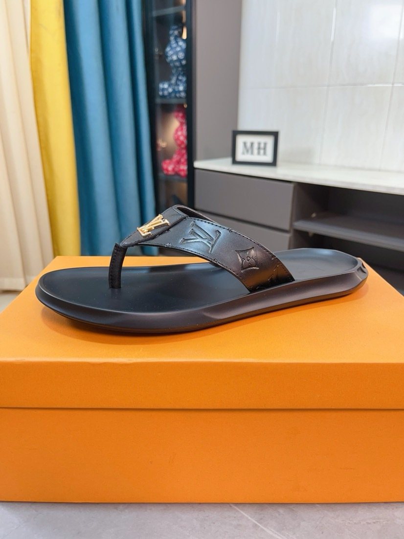 Louis Vuitton Men's Brown Strap Thong Sandals