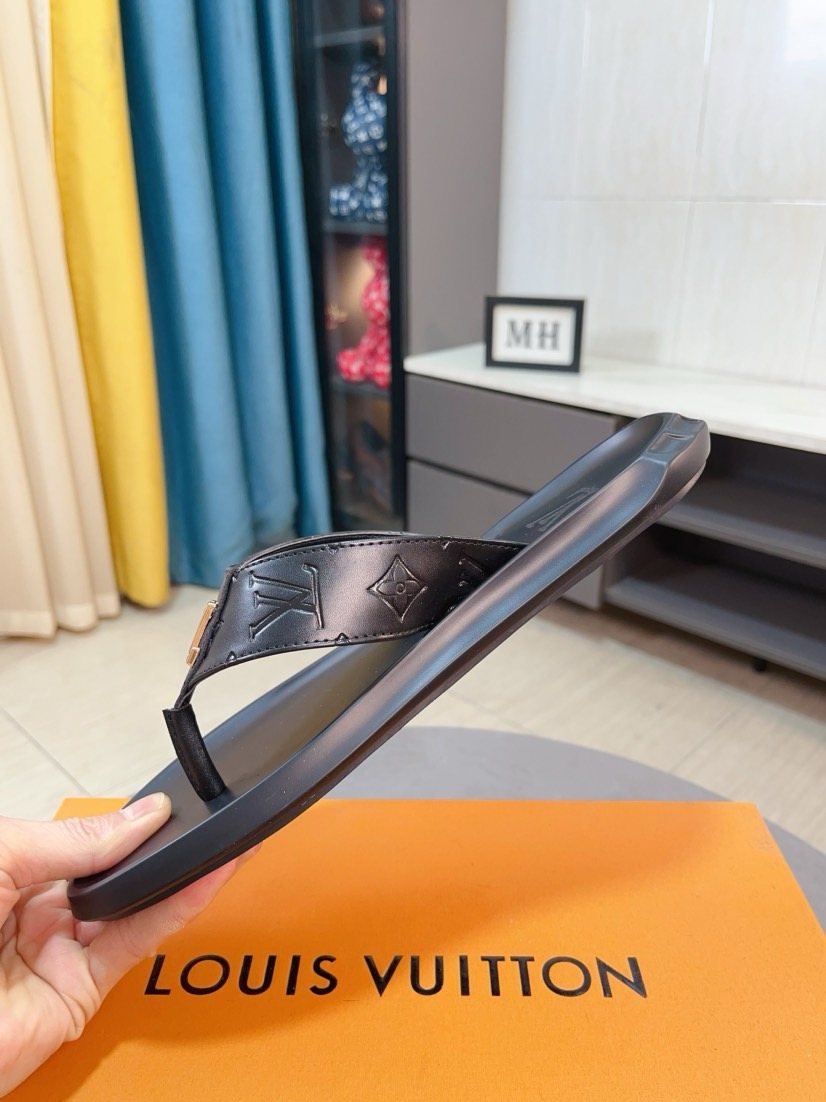 Louis Vuitton Men's Brown Strap Thong Sandals