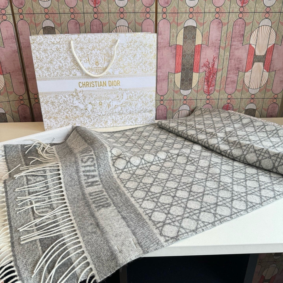 Dior Geometric Fringed Scarf
