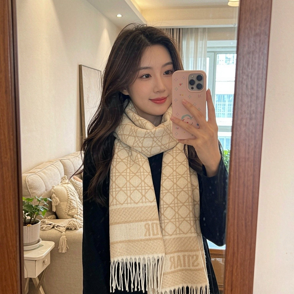 Dior Geometric Fringe Scarf