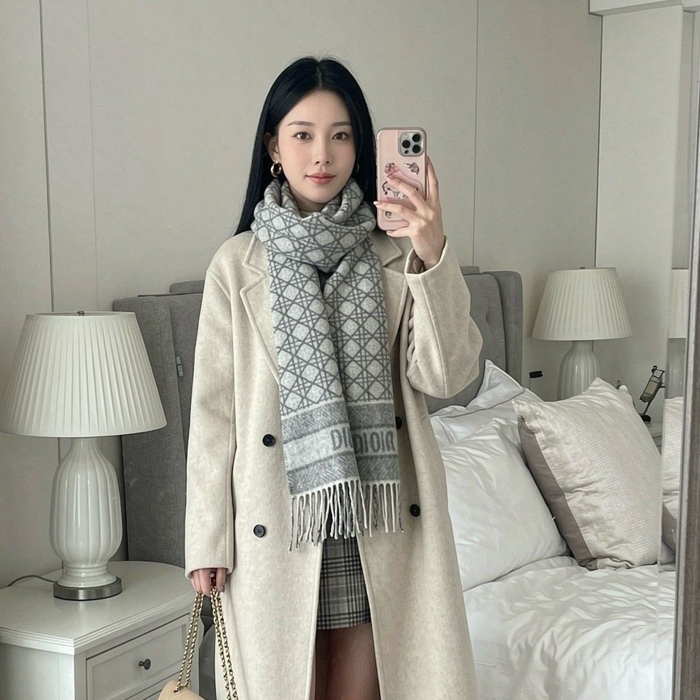 Dior Geometric Fringed Scarf