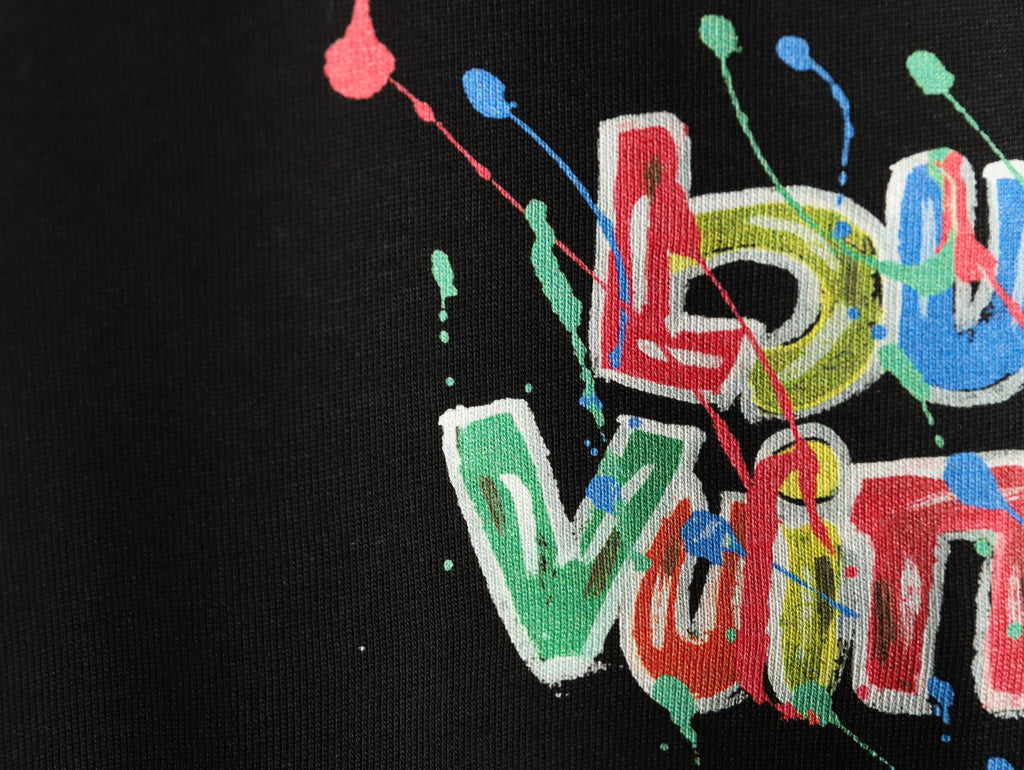 Louis Vuitton Graffiti-Style Chest-Lettering Short-Sleeve T-Shirt - Black